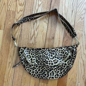NWT Nicoletta Leather leopard sling bag